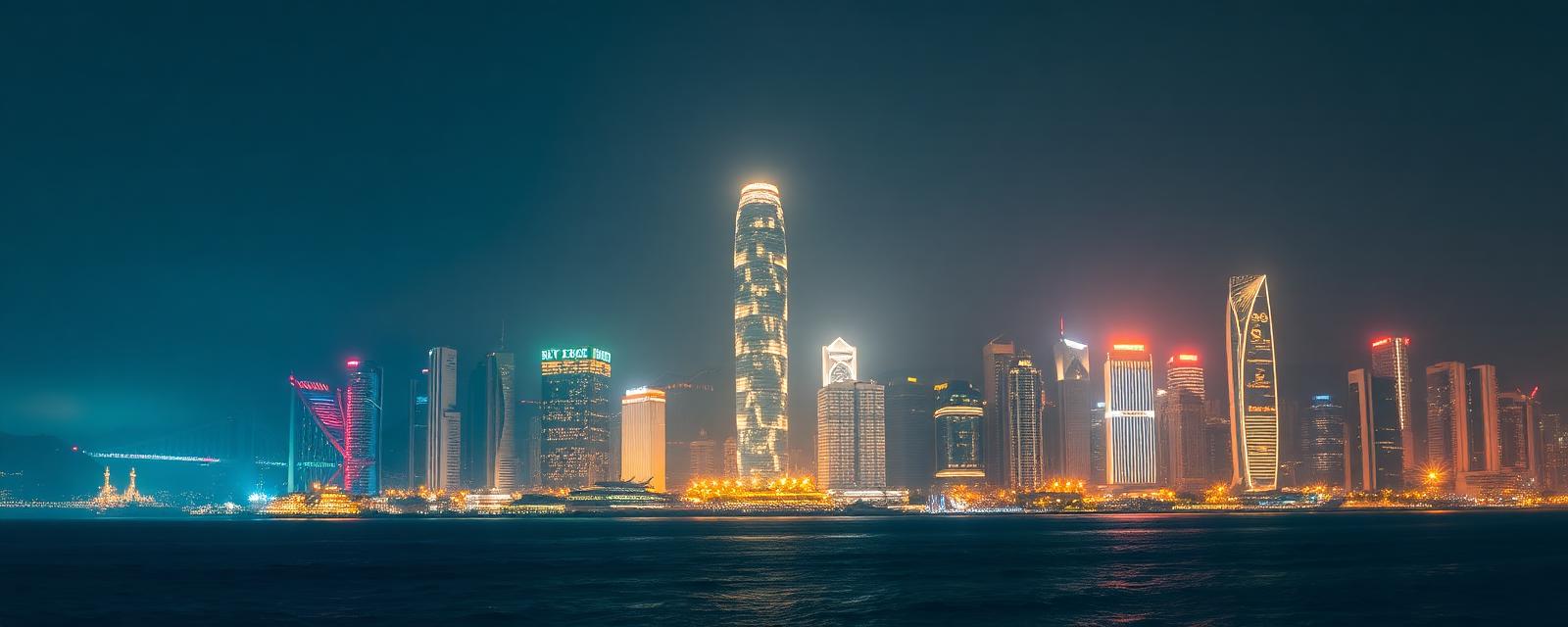 Hong Kong business district skyline